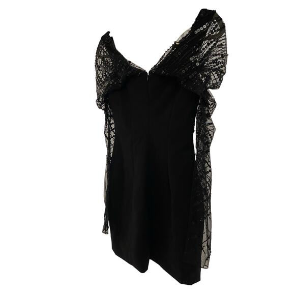 FWRD Cushnie Off The Shoulder Mini Dress Sequin Embellished Tulle Sleeve Size 0 - Picture 5 of 14